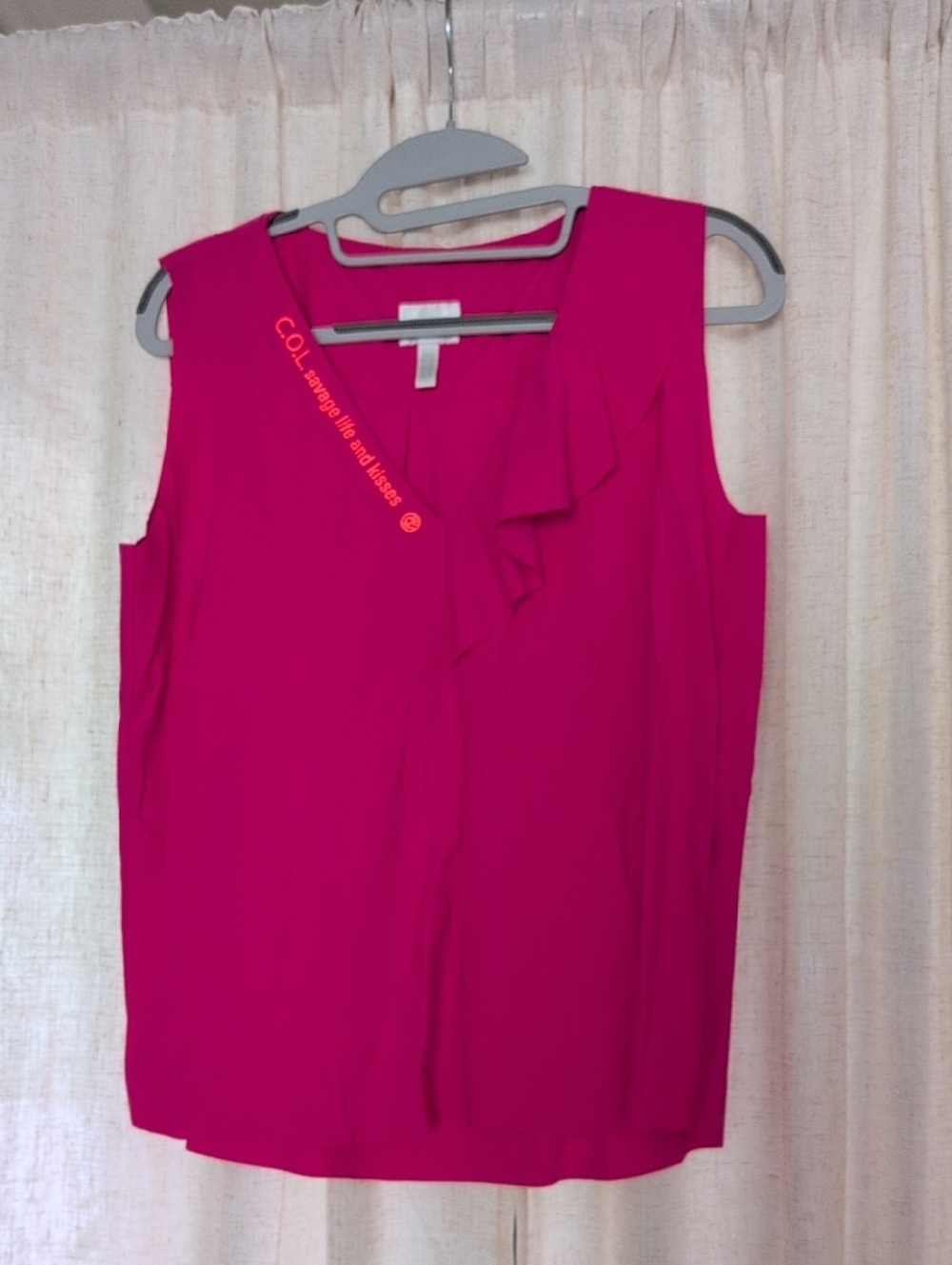 Sportalm Sleeveless Ruffle V-Neck Camisole - Hot Pink